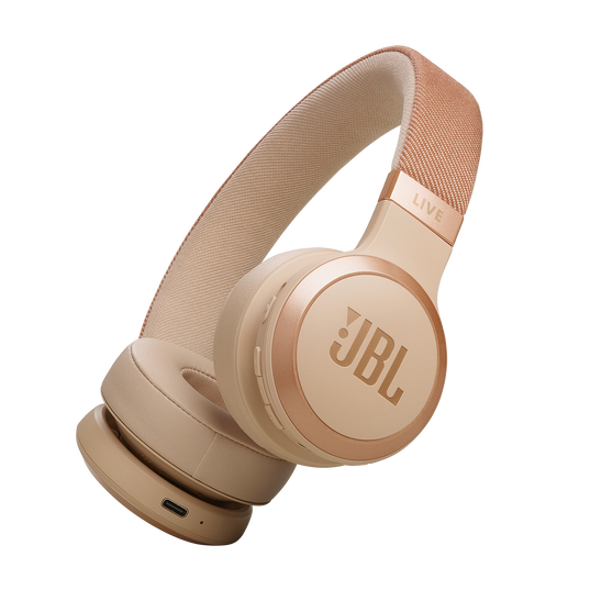 JBL Live 670NC - Sandstone - Wireless On-Ear Headphones with True Adaptive Noise Cancelling - Hero